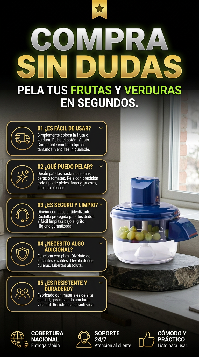 Pela frutas y verduras sin esfuerzo.