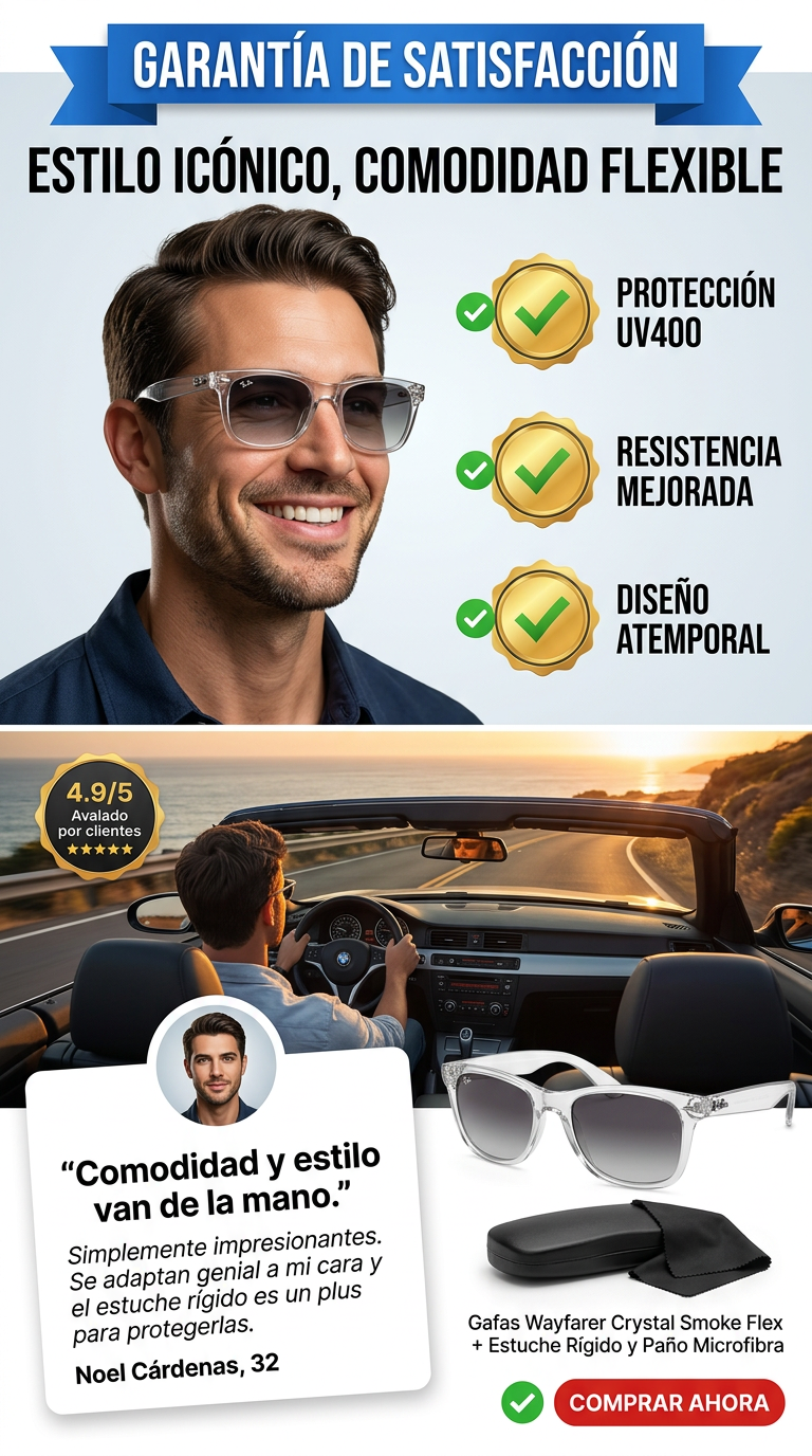 Gafas Wayfarer Crystal Smoke Flex