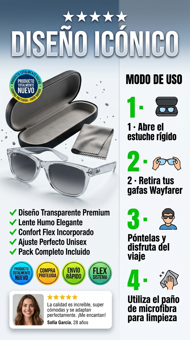 Gafas Wayfarer Crystal Smoke Flex