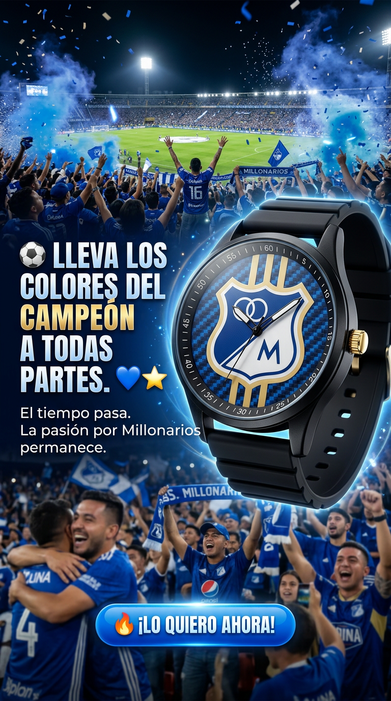Demuestra tu pasión por Millonarios FC con este exclusivo reloj.