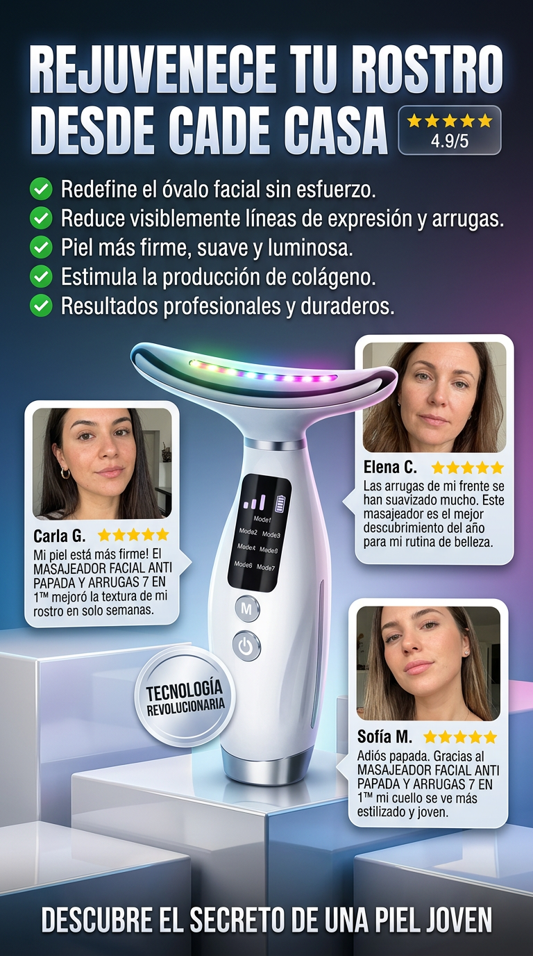 Transforma tu rostro con el MASAJEADOR FACIAL ANTI PAPADA Y ARRUGAS 7 EN 1™