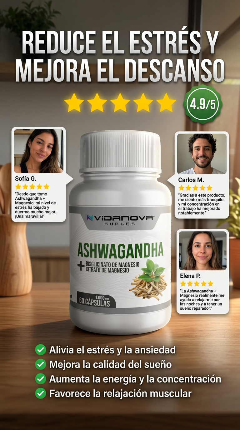 Alivia el estrés, mejora el sueño y optimiza tu bienestar con Ashwagandha + Magnesio