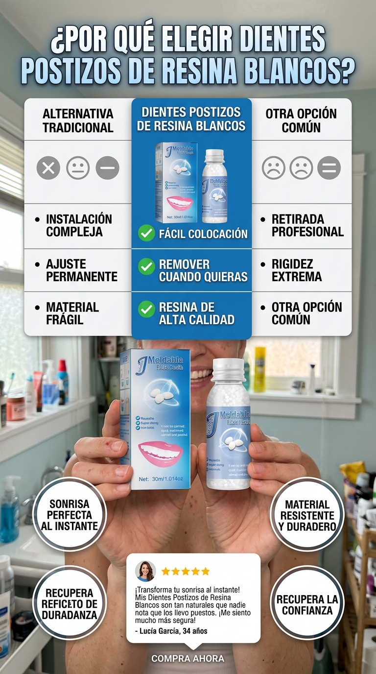 Transforma tu sonrisa al instante con Dientes Postizos de Resina Blancos